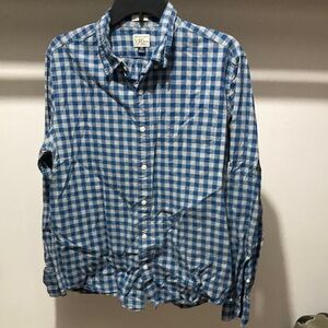 J. Crew Blue and White Plaid Button-Down Shirt